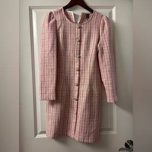 Pink and white tweed style dress